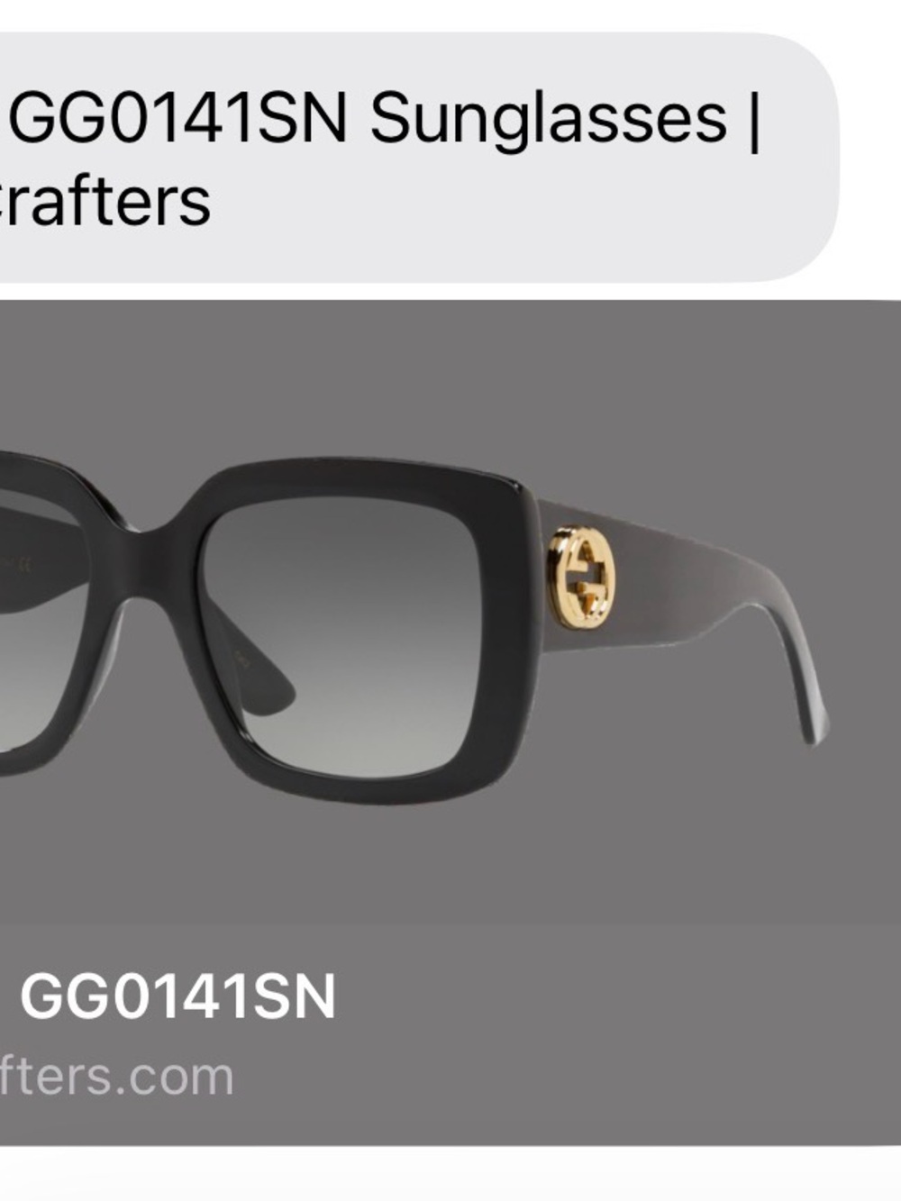 Gucci Black Square Sunglasses with Gold GG Accent